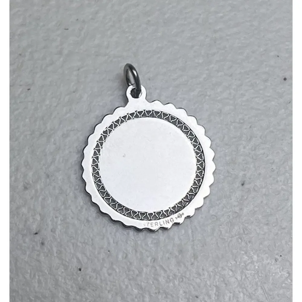 925 Sterling Silver Happy Birthday Pendant Charm Round Vintage Gift Jewelry